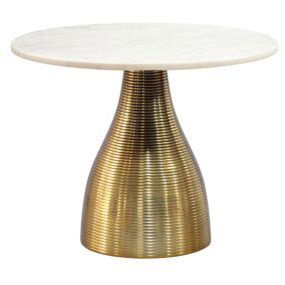 Couchtisch Metall mit weißer Marmor Tischplatte 60cm Rund - Moderner