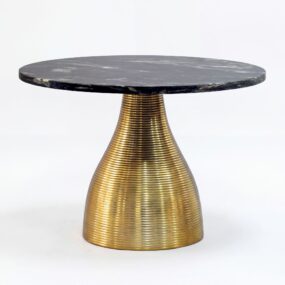Couchtisch Metall mit schwarzer Marmor Tischplatte 60cm Rund - Moderner