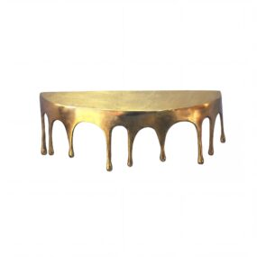Wandregal 60cm Aluminium Gold Tropfen Optik - Ausgefallenes Hängeregal Metall