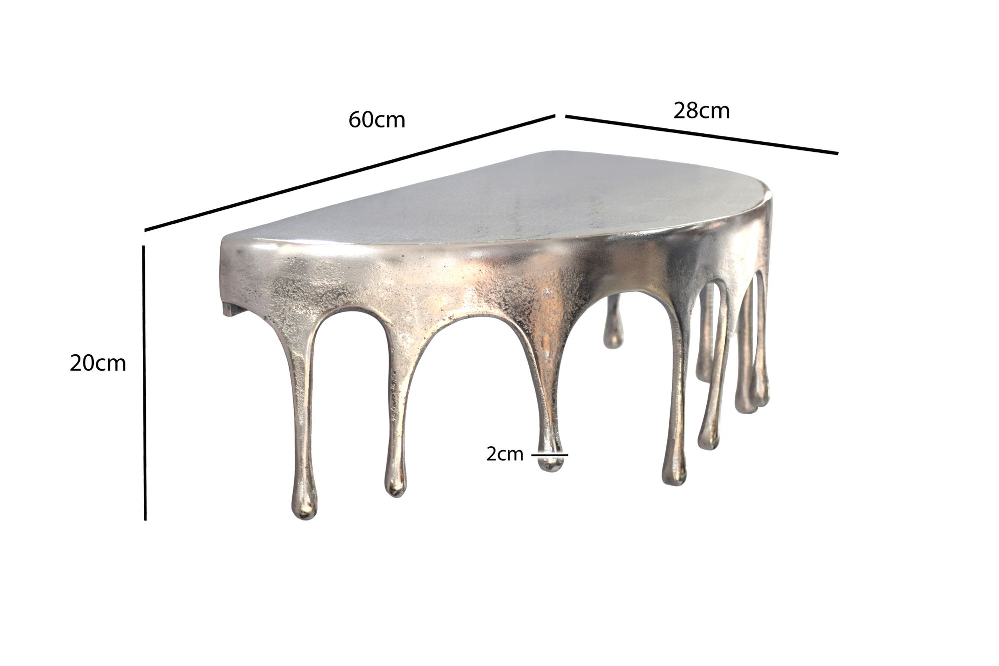 Wandregal 60cm Aluminium Silber Tropfen Optik - Ausgefallenes Hängeregal Metall – Bild 4