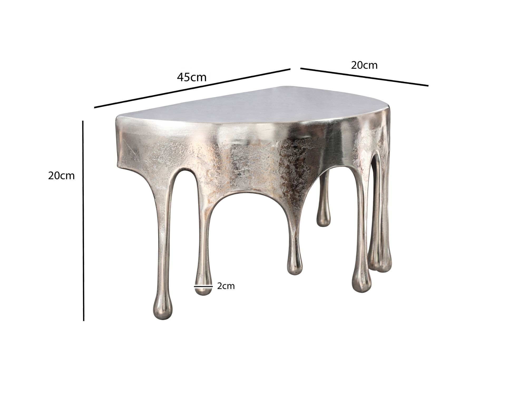 Wandregal 45cm Aluminium Silber Tropfen Optik Ausgefallenes Hängeregal – Bild 4