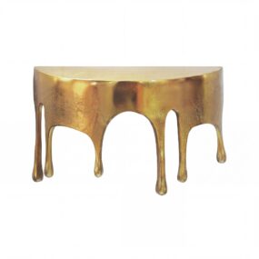 Wandregal 35cm Aluminium Gold Tropfen Optik - Ausgefallenes Hängeregal Metall