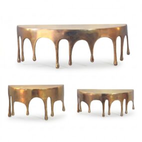 Wandregal 3er Set Aluminium Gold Tropfen Optik - Ausgefallenes Hängeregal