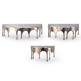 Wandregal 3er Set Aluminium Silber Tropfen Optik - Ausgefallenes Hängeregal