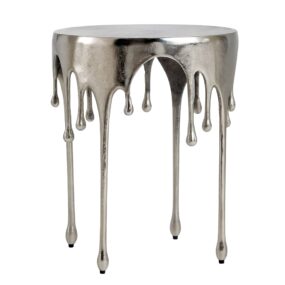 Beistelltisch Silber 43cm Aluminium Tisch Rund - Design Anstelltisch Alu