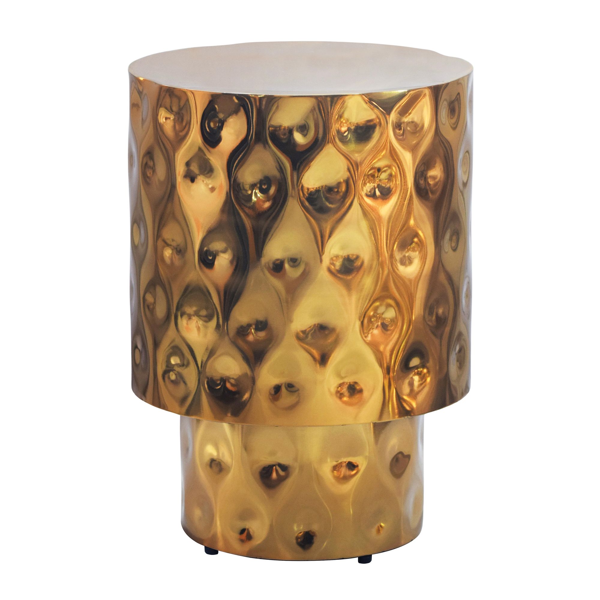 Beistelltisch Aluminium 36cm Gold Rund - Design Anstelltisch Metall -