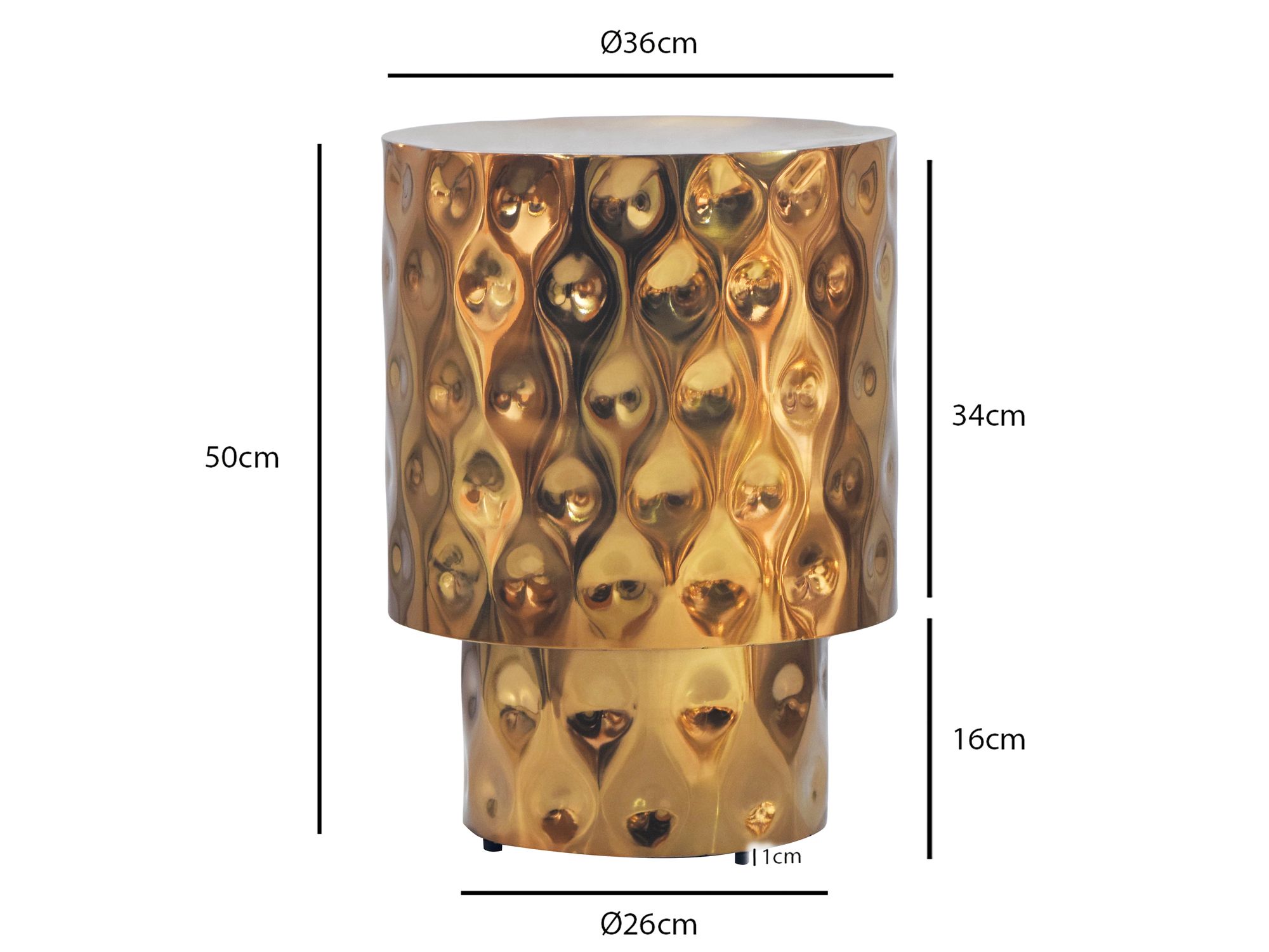 Beistelltisch Aluminium 36cm Gold Rund Design Anstelltisch – Bild 4