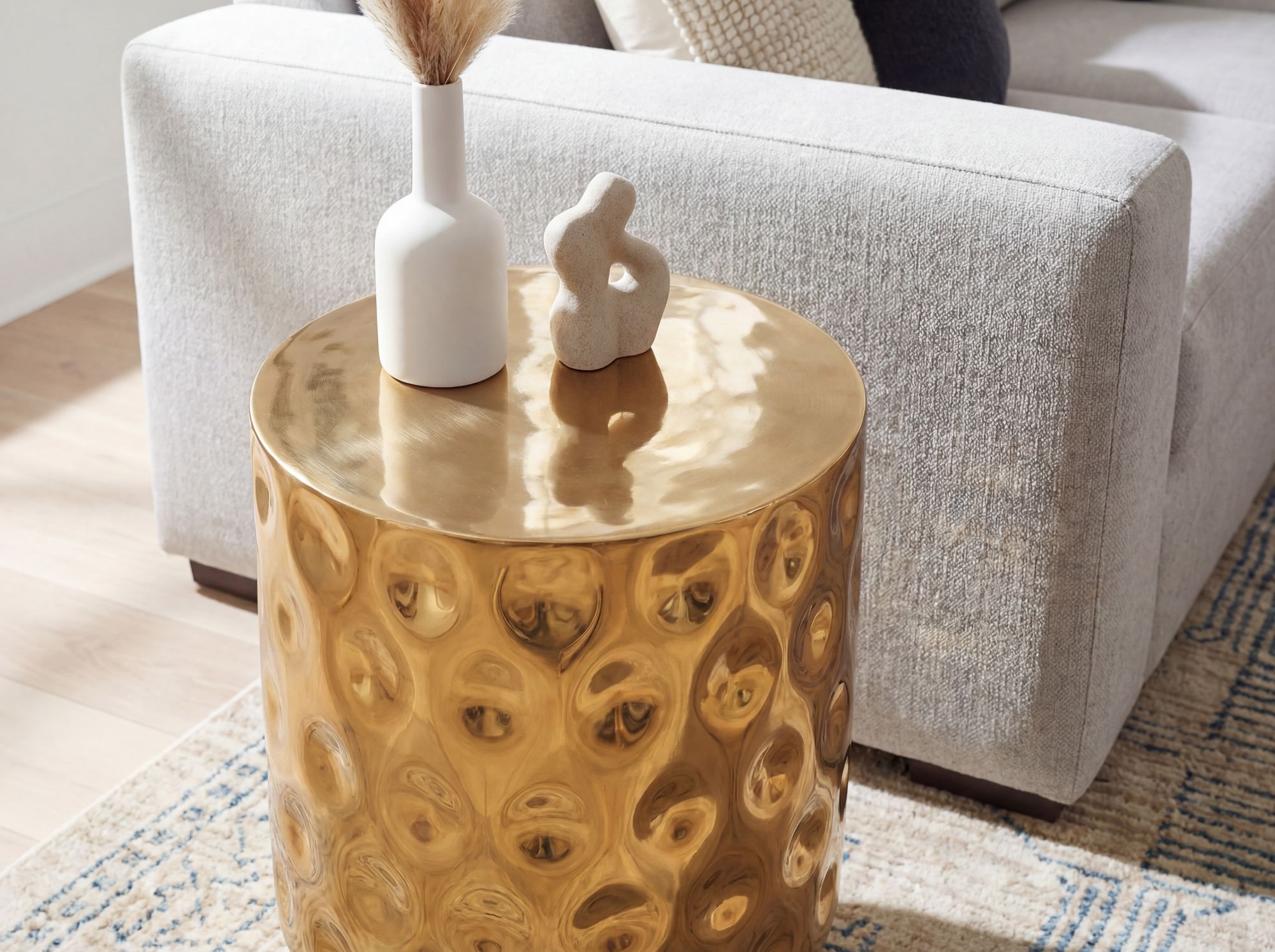 Beistelltisch Aluminium 36cm Gold Rund Design Anstelltisch – Bild 5