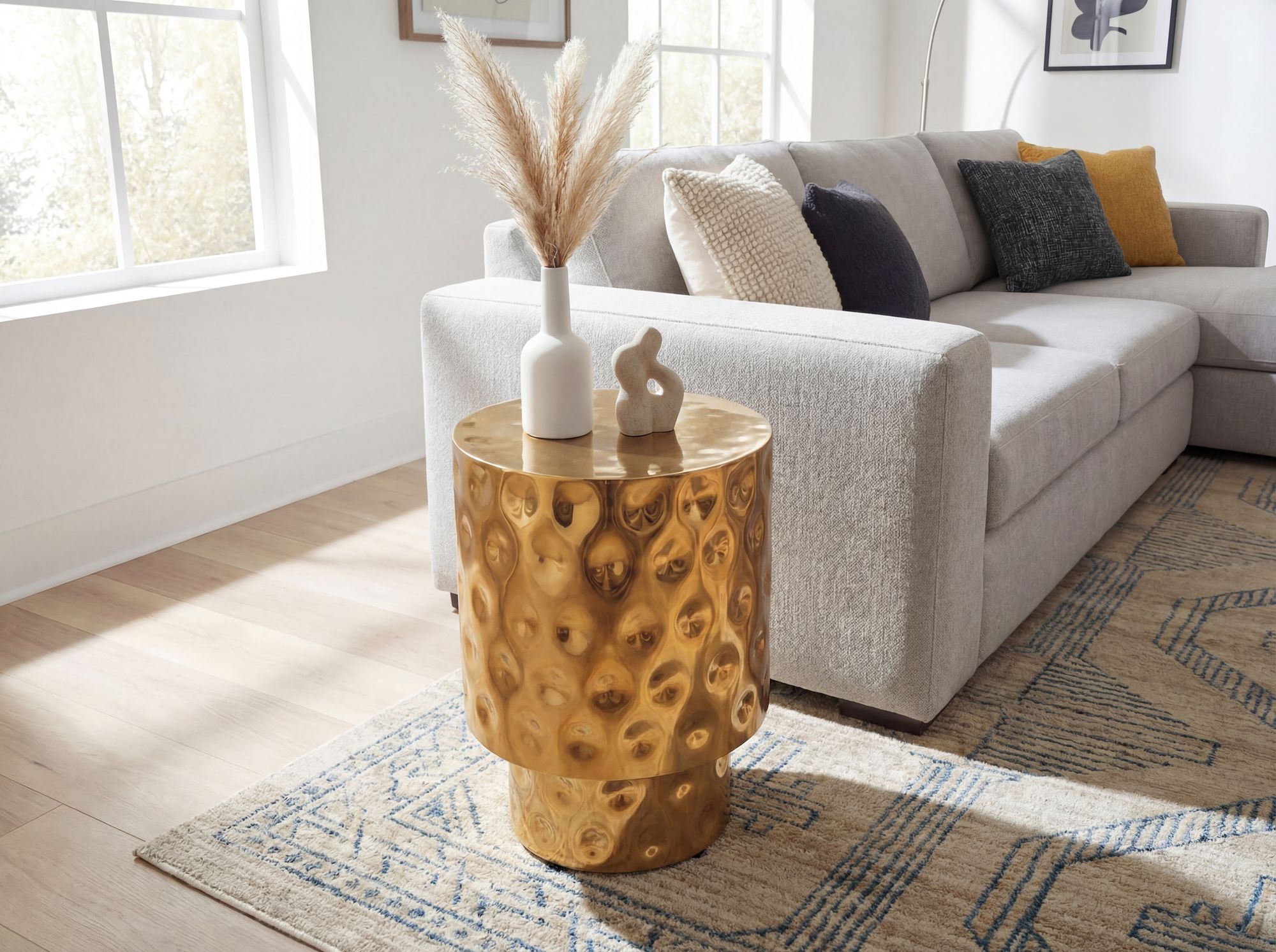 Beistelltisch Aluminium 36cm Gold Rund Design Anstelltisch – Bild 6