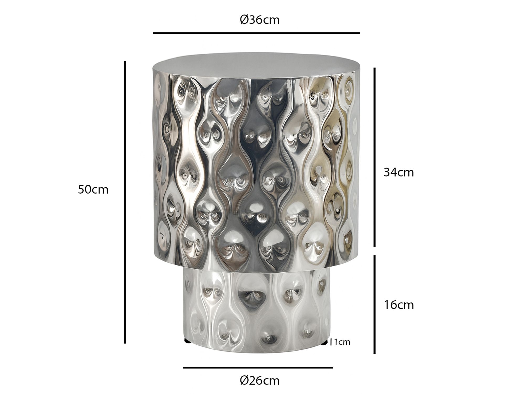 Beistelltisch Aluminium 36cm Silber Rund Design Anstelltisch – Bild 4