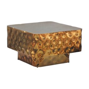 Couchtisch Aluminium Quadratisch 60cm Gold - Design Wohnzimmertisch Gehämmert -
