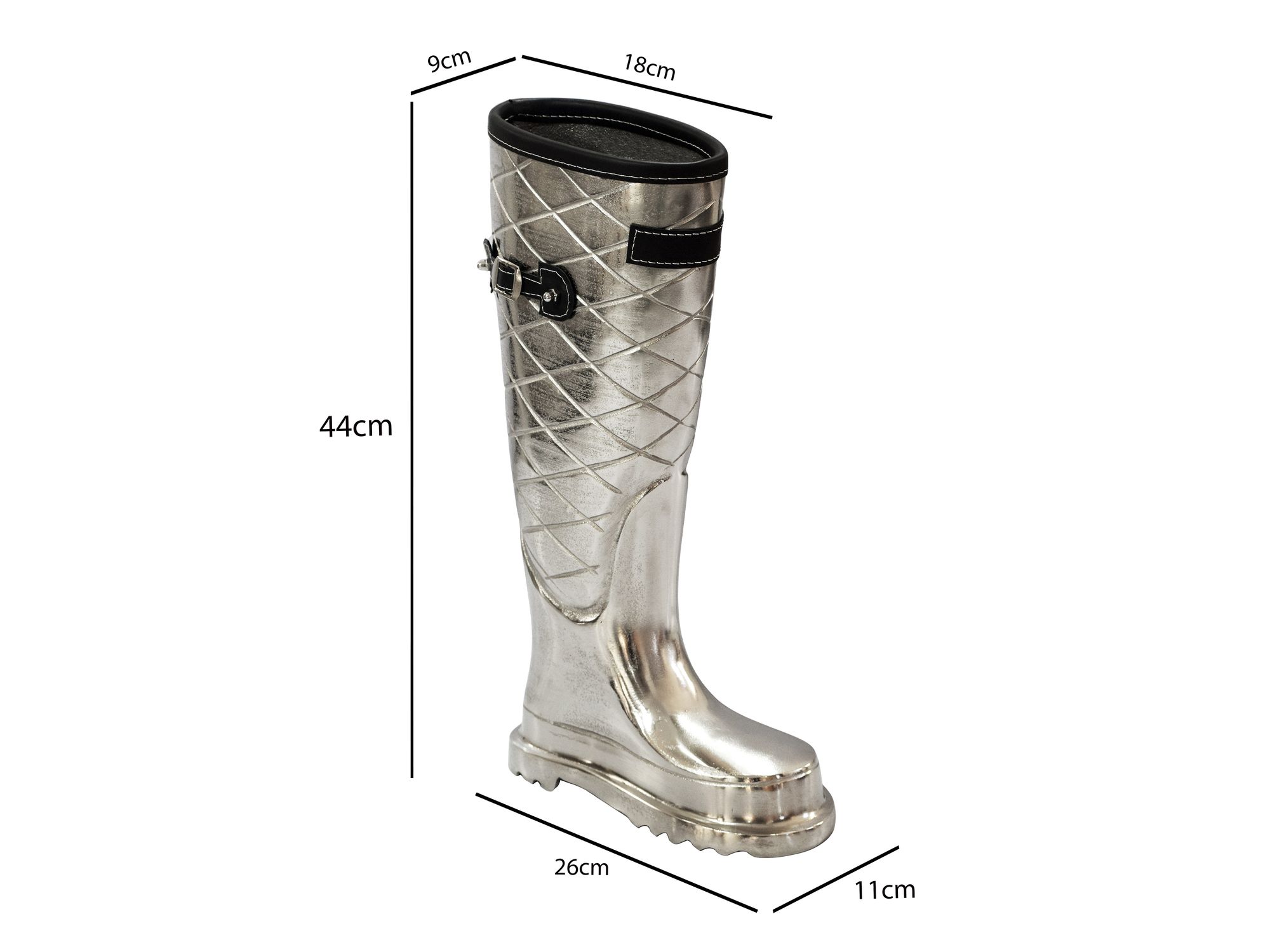 Schirmständer Aluminium Silber 44cm Stiefel Form Regenschirmständer – Bild 4