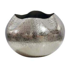 Tischvase Aluminium 30cm Silber - Dekovase rund - Metall Vase