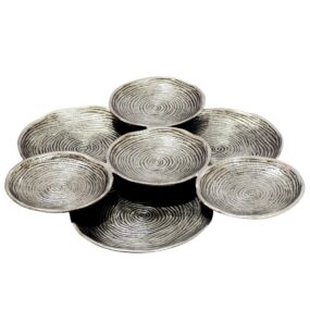 Dekoschale Silber Aluminium 44cm Rund - Design Standdeko Obstschale Metall