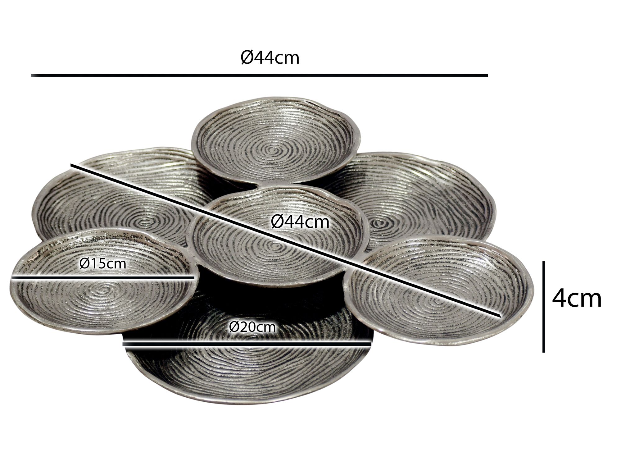 Dekoschale Silber Aluminium 44cm Rund Standdeko Obstschale – Bild 4