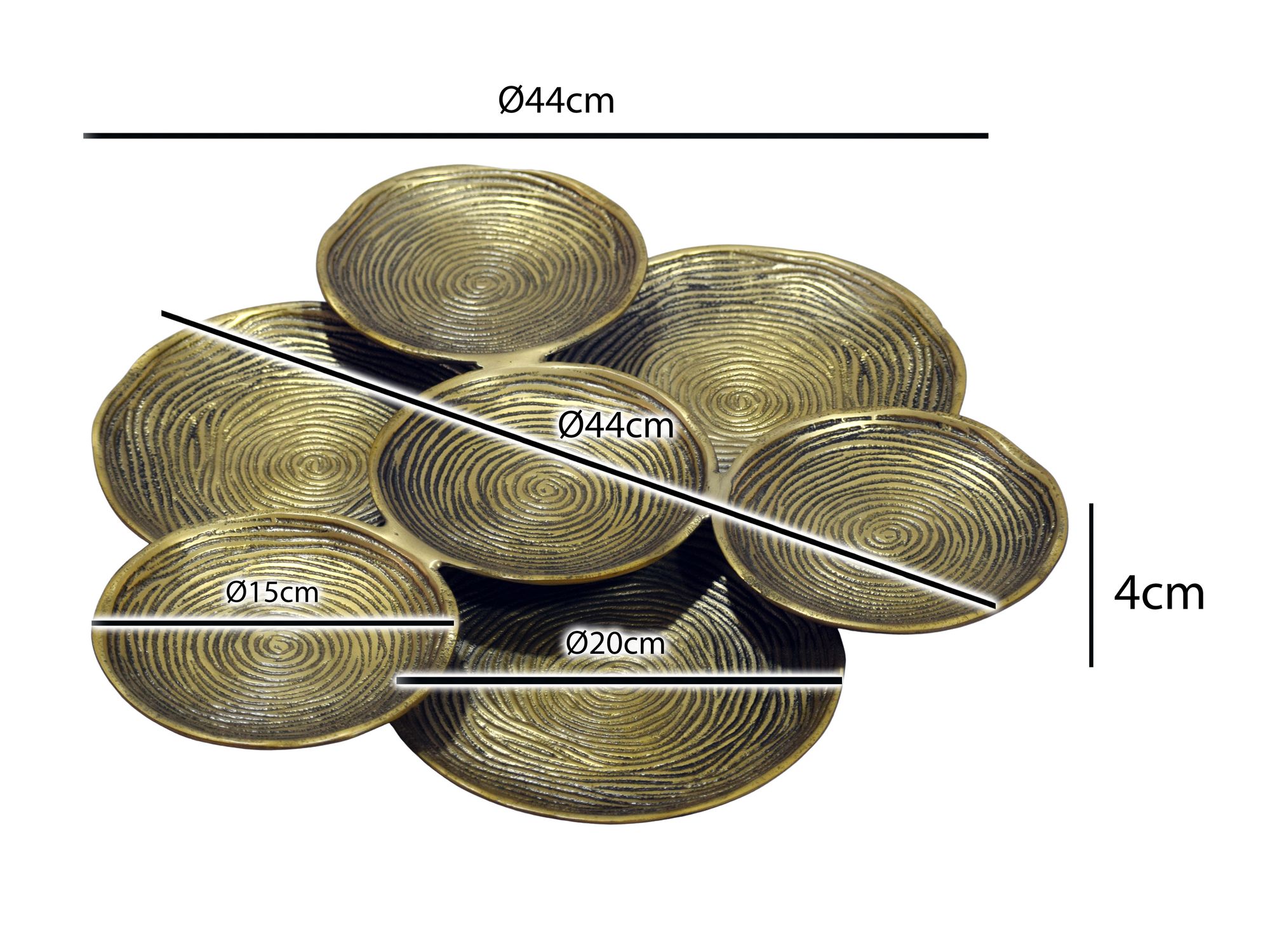 Dekoschale Gold Aluminium 44cm Rund Design Standdeko Obstschale – Bild 4