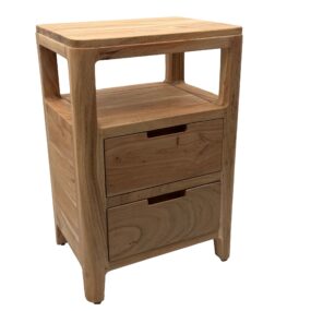 Nachttisch Akazie Massivholz 40x60x30 cm - Nachtkonsole mit zwei Schubladen
