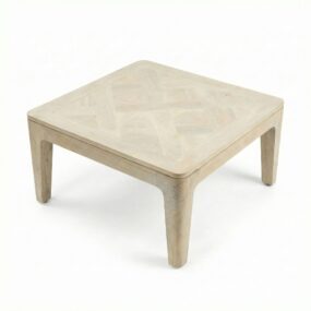 Couchtisch 60cm Massivholz Mango white wash - Wohnzimmertisch Quadratisch -