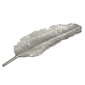 Dekoschale Blatt Aluminium Silber Schale 80cm - Design Tischdeko Metall