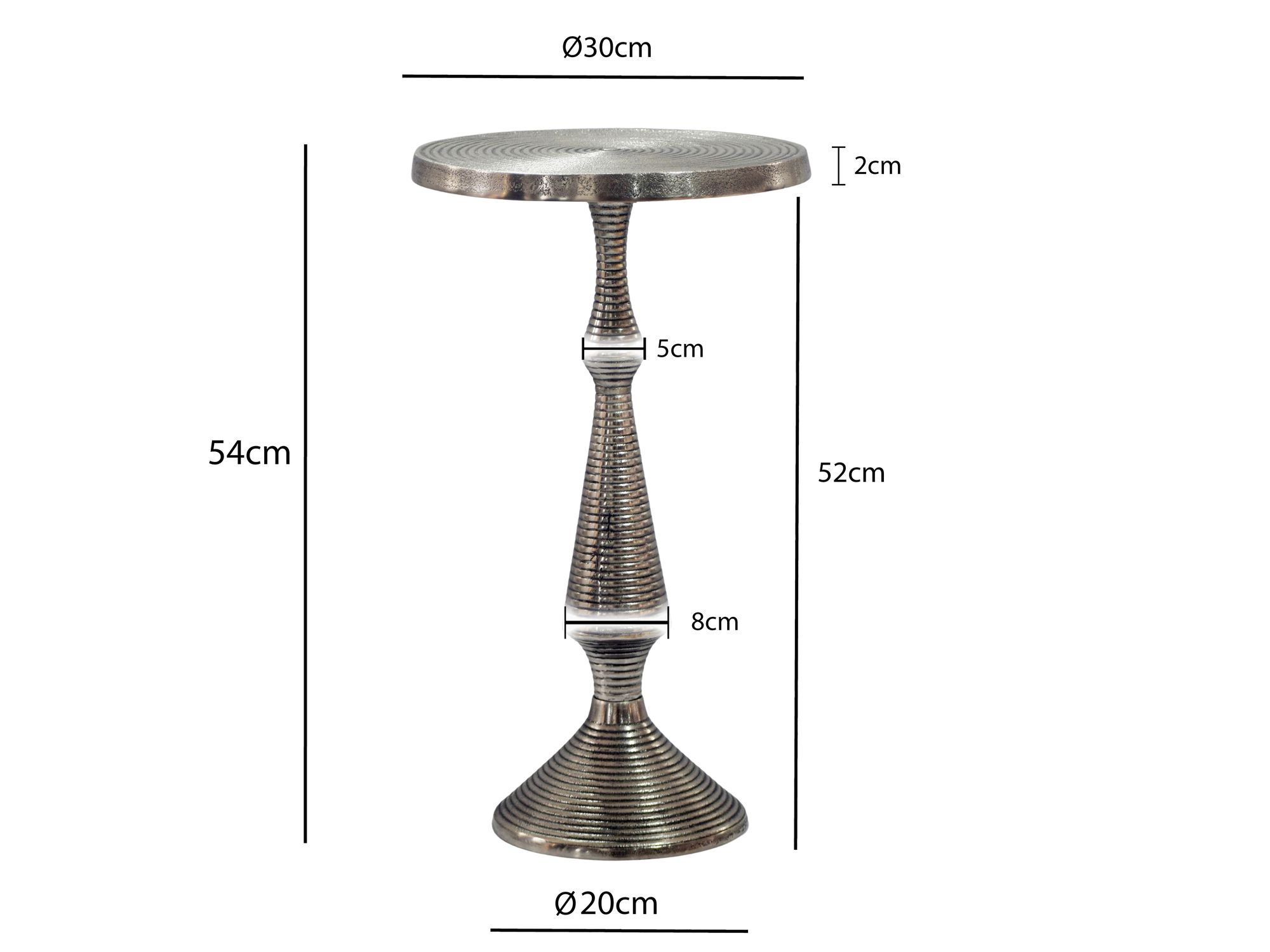 Beistelltisch Silber 30cm Aluminium Tisch Rund Anstelltisch Metall Dekotisch – Bild 4