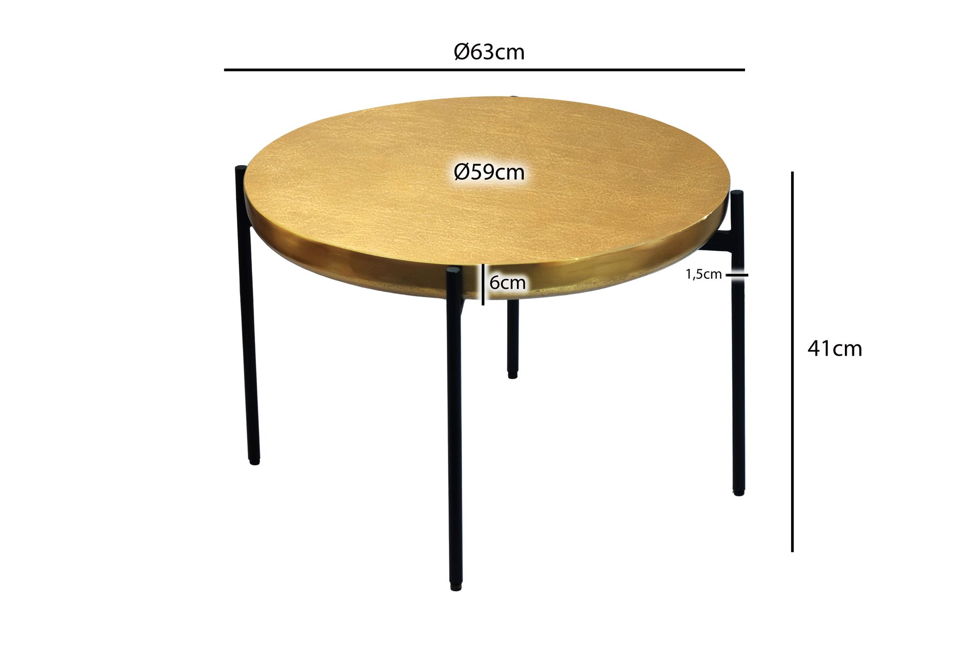 Couchtisch Aluminium Rund 63cm Gold Moderner Wohnzimmertisch Orientalisch – Bild 4