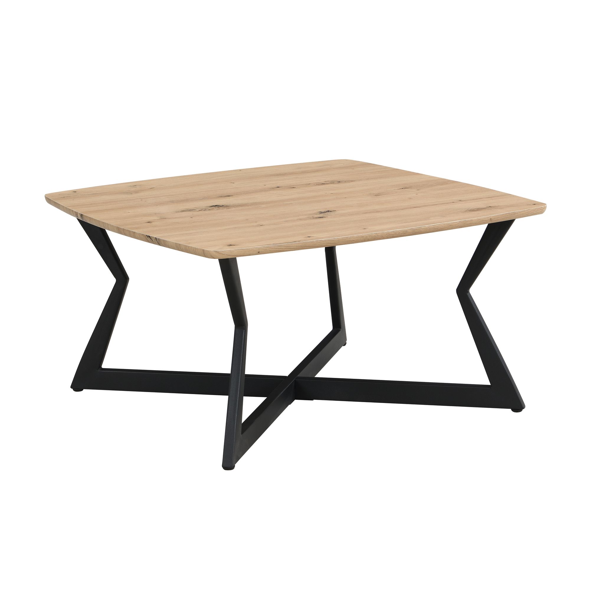 Couchtisch Quadratisch 75x75cm Eiche Optik Schwarz Design Sofatisch – Bild 7