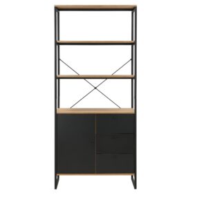 Bücherregal MDF Metall 180cm Eiche Dekor Schwarz - Design Standregal