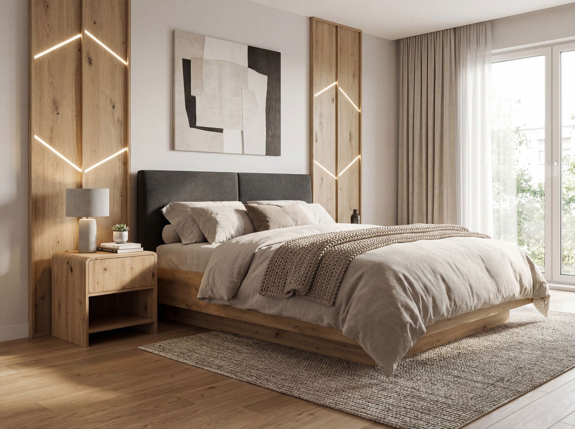 Nachtkonsole Eiche Dekor 50cm Nachttisch Modern Nachtkommode – Bild 3