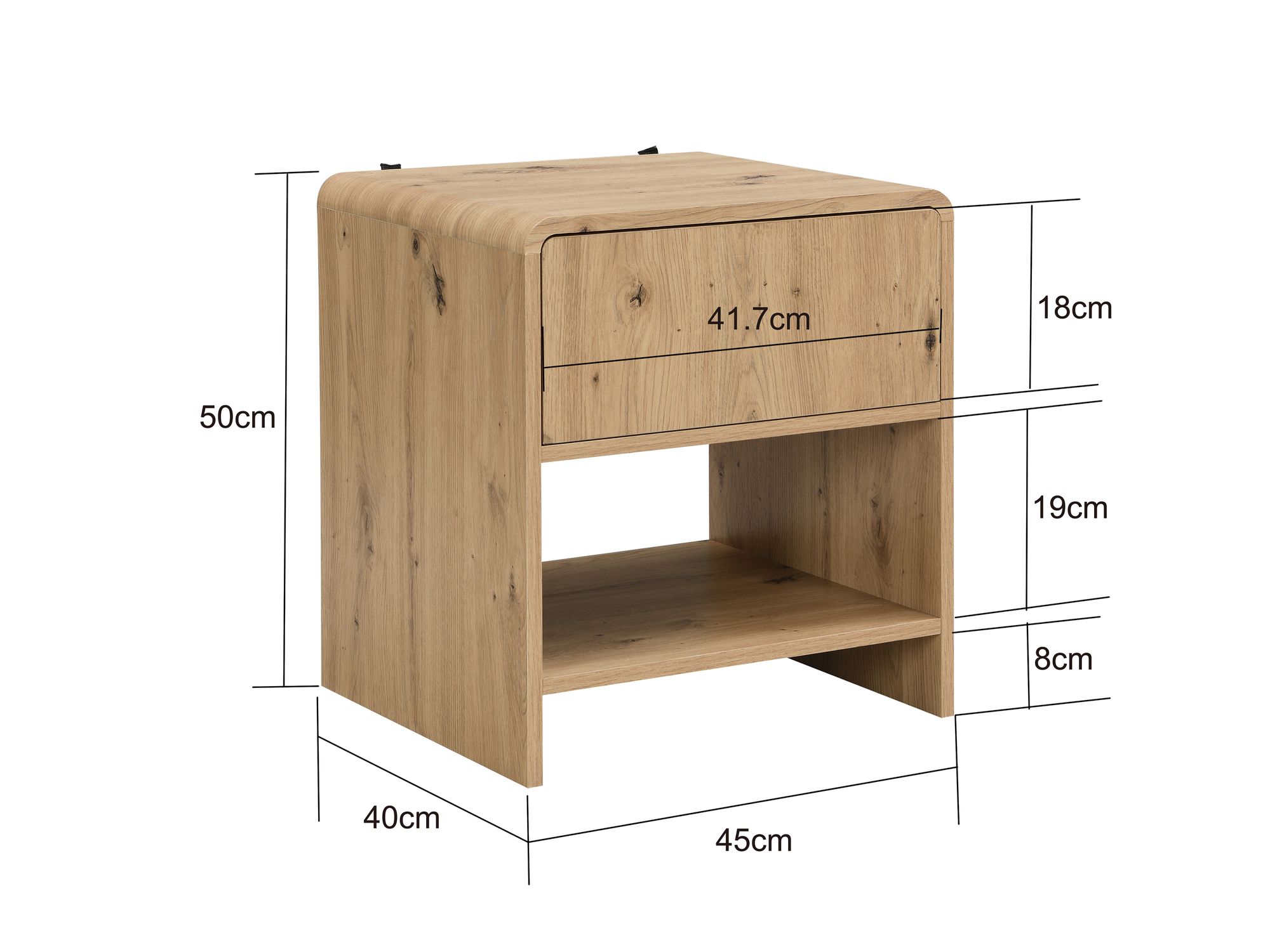 Nachtkonsole Eiche Dekor 50cm Nachttisch Modern Nachtkommode – Bild 4