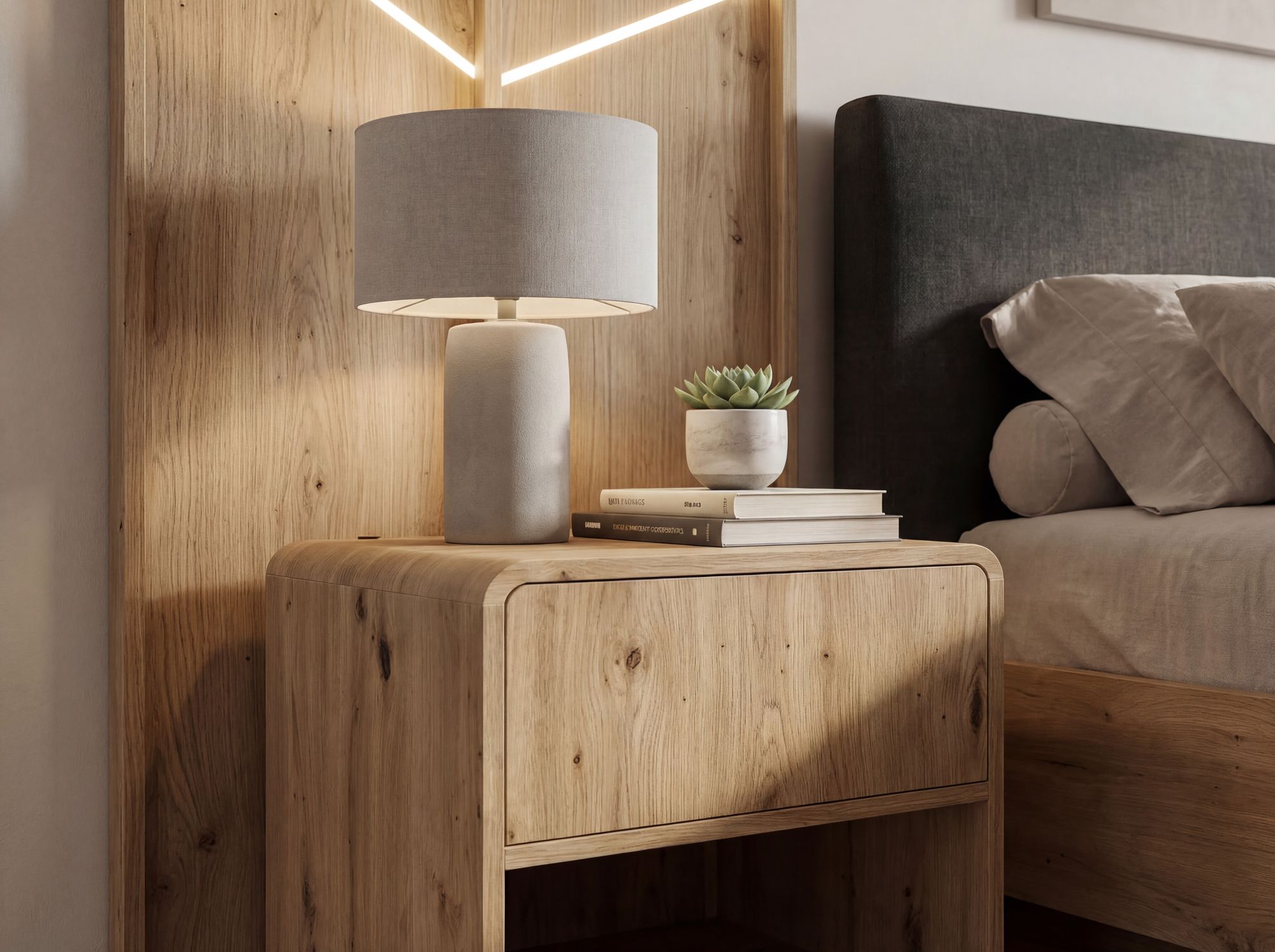 Nachtkonsole Eiche Dekor 50cm Nachttisch Modern Nachtkommode – Bild 5