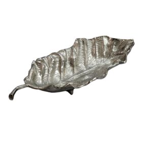 Dekoschale Blatt Aluminium Silber Schale 67cm - Design Tischdeko Metall