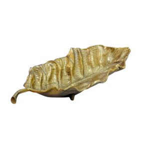 Dekoschale Blatt Aluminium Gold Schale 67cm - Design Tischdeko Metall