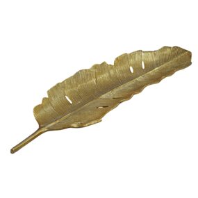 Dekoschale Blatt Aluminium Gold Schale 60cm - Design Tischdeko Metall