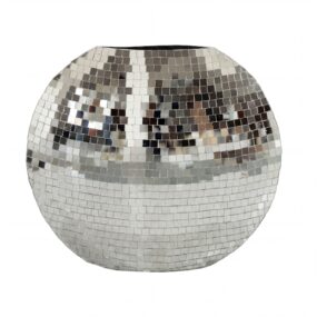 Tischvase Metall 40cm Silber - Dekovase Mosaik rund - Vase