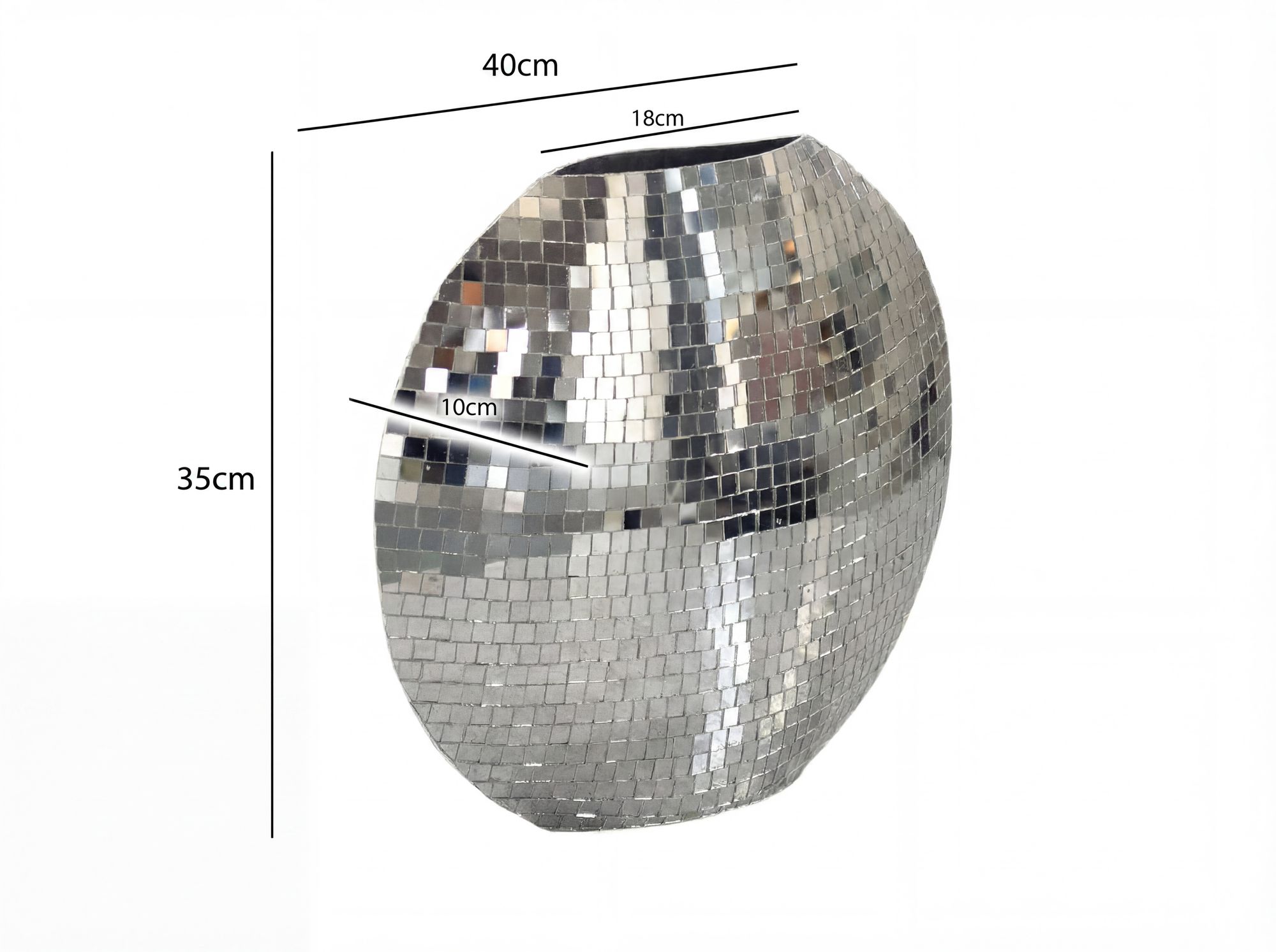 Tischvase Metall 40cm Silber Dekovase Mosaik rund – Bild 4