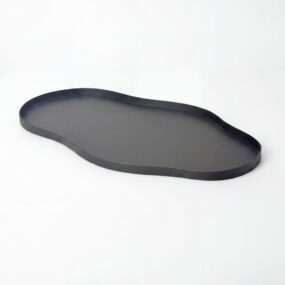 Dekotablett Metall 66cm Schwarz Tablett Organisch - Design Dekoteller ohne