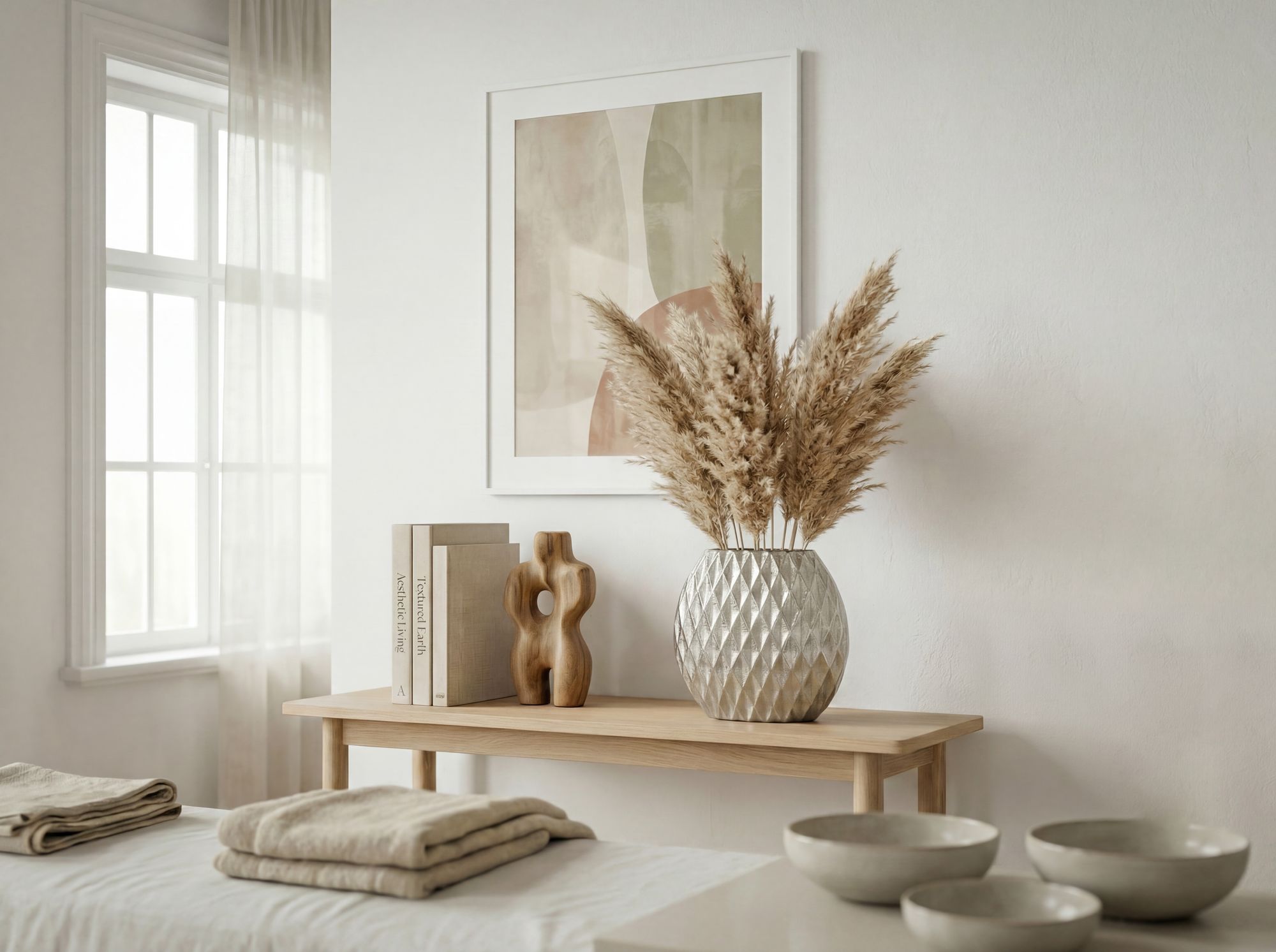 Tischvase Aluminium 335cm Silber Dekovase rund mit Rautenmuster – Bild 3