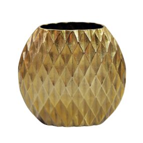 Tischvase Aluminium 335cm Gold - Dekovase rund mit Rautenmuster -