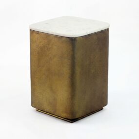 Beistelltisch Metall mit weißer Marmor Tischplatte 33cm quadratisch - Moderner