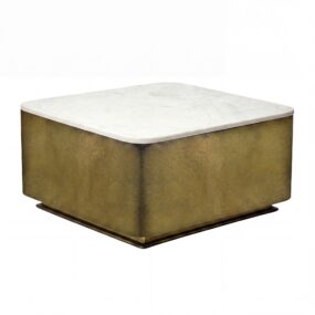Couchtisch Metall mit weißer Marmor Tischplatte 60cm quadratisch - Moderner