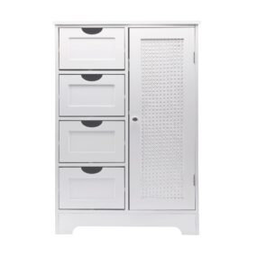 schmaler Badschrank 55x80 cm mit Wiener Geflecht – Badezimmerschrank mit