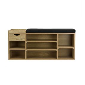 Schuhbank Flur Sonoma Eiche 100cm mit Sitzkissen – Sitzbank mit