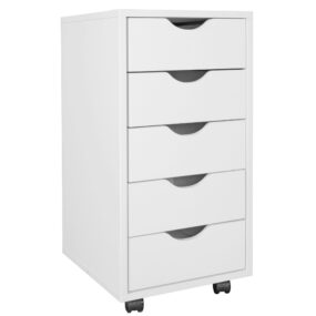 Rollcontainer Weiß mit 5 Schubladen – Bürocontainer aus Spanplatte –