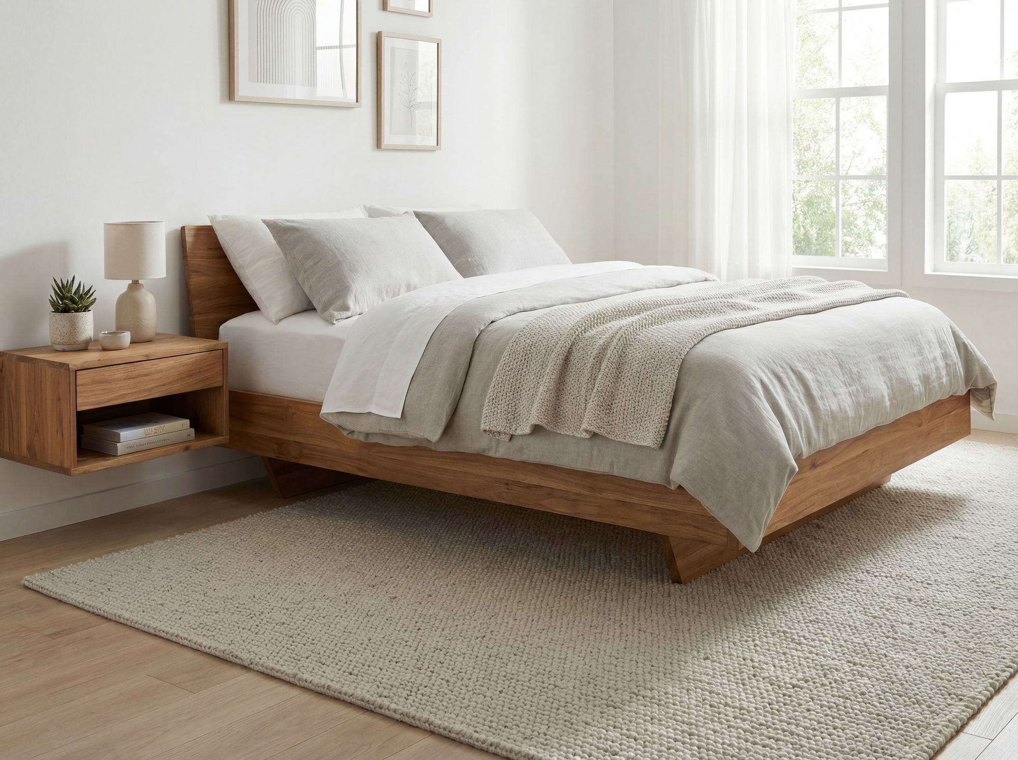 Nachtkonsole für Wandmontage 50x35cm Akazie Massivholz Braun - Nachttisch mit – Bild 6