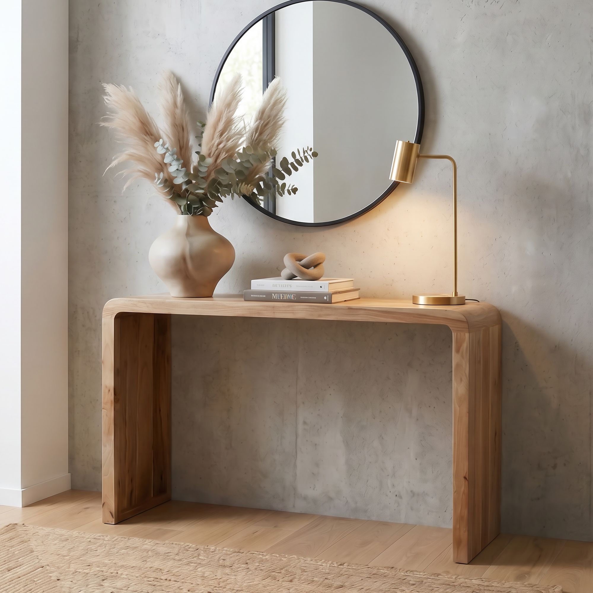 Konsolentisch Akazie Massivholz 120cm Schmal Moderner Flurtisch Holz Anrichte – Bild 2