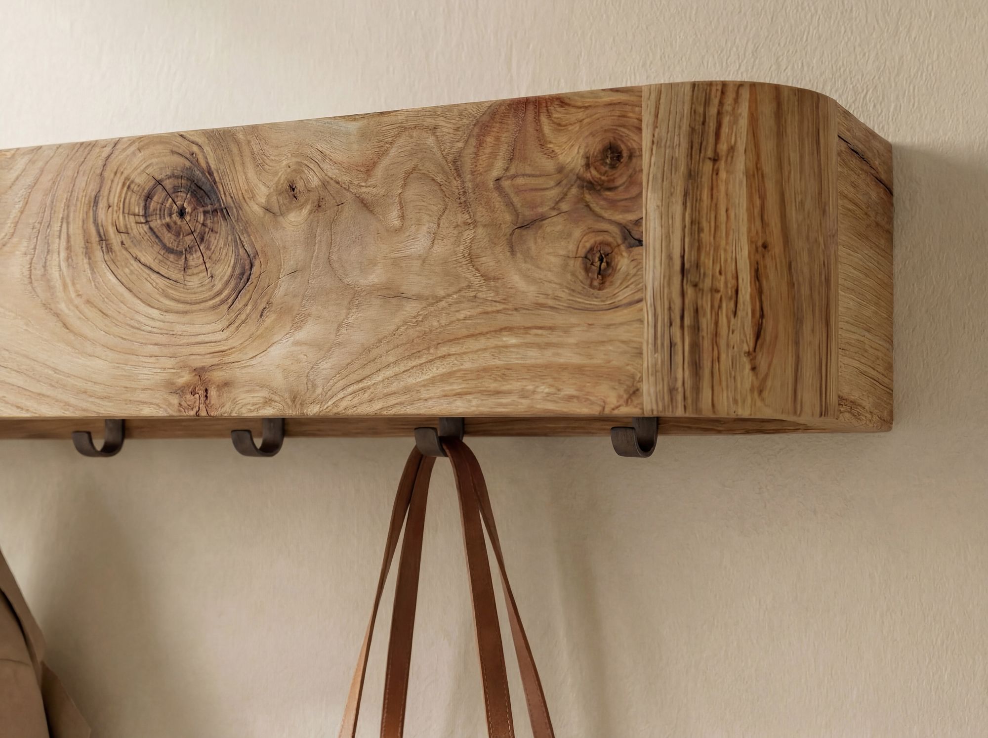 Wandgarderobe Akazie Massivholz 100cm Modernes Garderobenpaneel Hängegarderobe – Bild 6