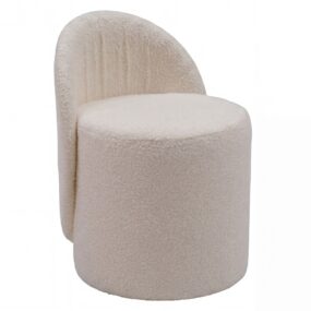 Sitzhocker Teddy Stoff 40cm Creme Rund - Design Stoffhocker -