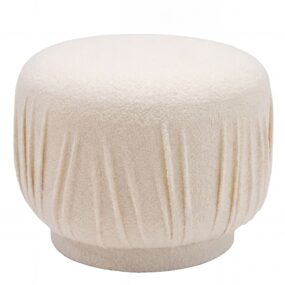 Sitzhocker Stoff 50cm Creme Rund - Design Stoffhocker - Polsterhocker