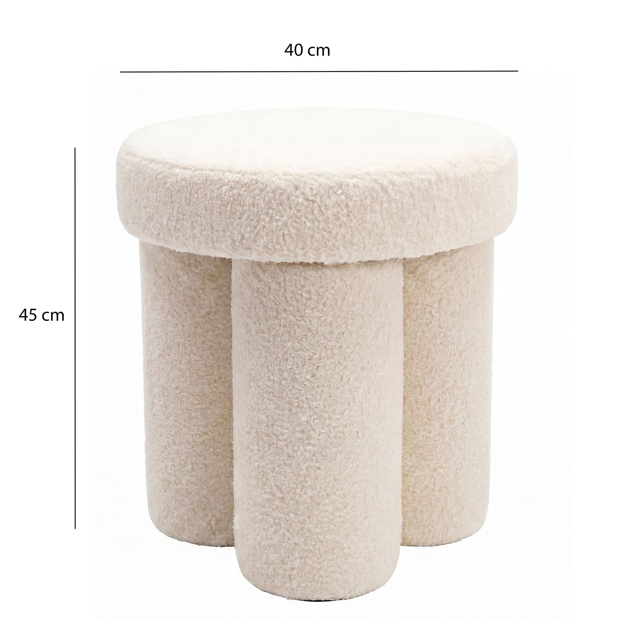 Sitzhocker Teddy Stoff 40cm Creme Rund Design Stoffhocker – Bild 4