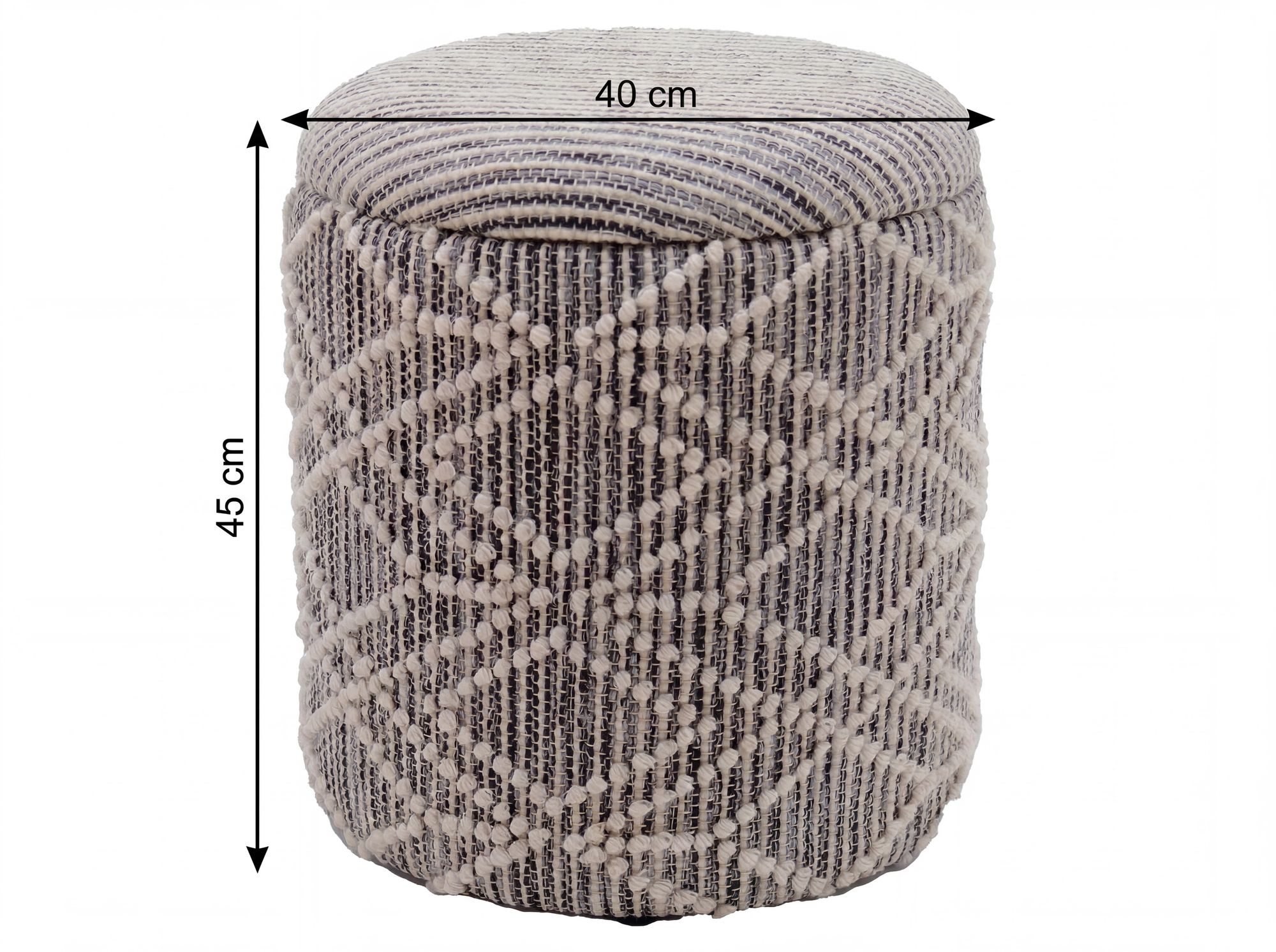 Sitzhocker mit Stauraum aus Stoff 40cm Grau Rund – Bild 4
